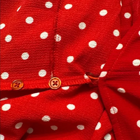 City Chic Red Polka Dot V-Neck Wrap Blouse Plus size 18 2x - Picture 4 of 8